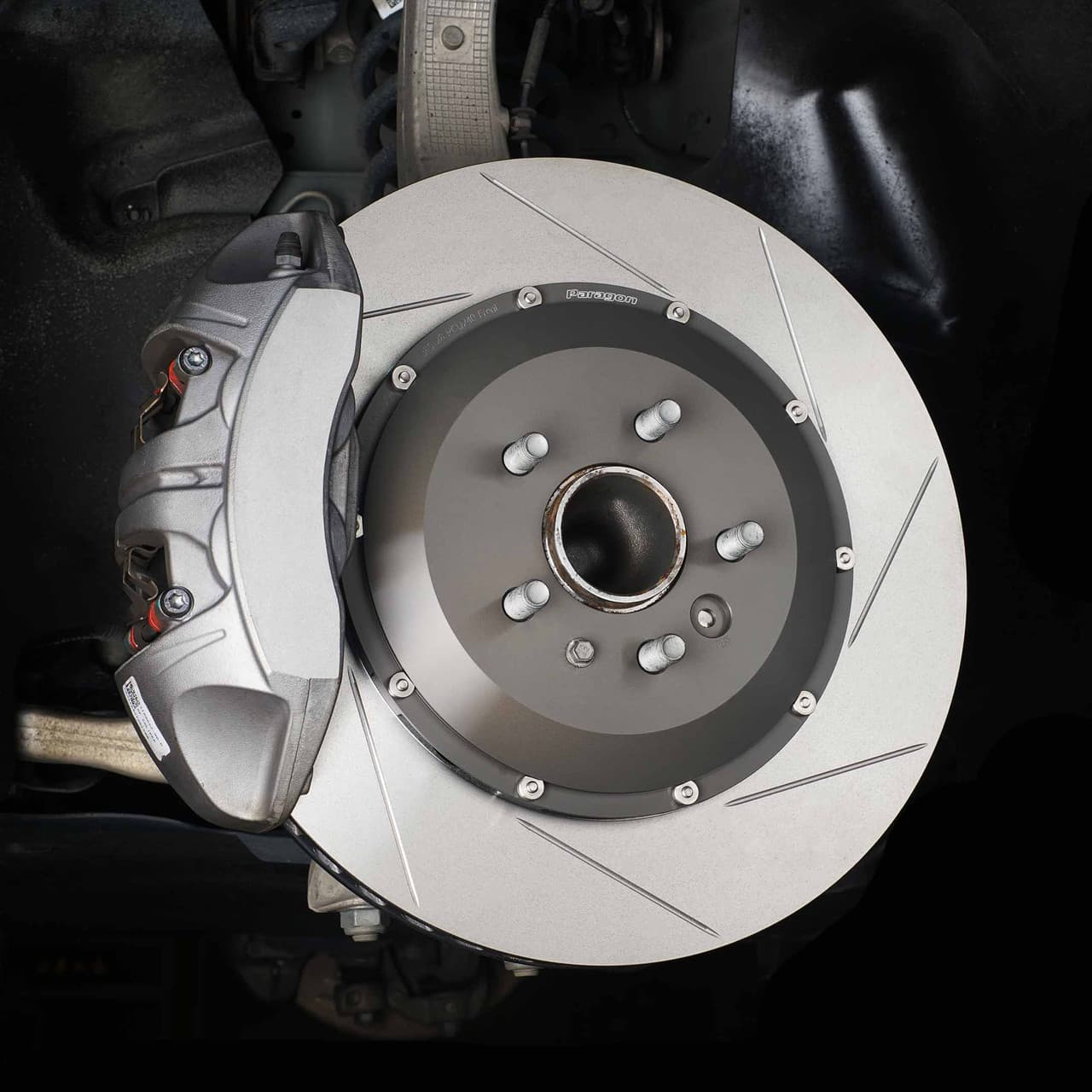 Paragon 2-piece Rotors Front Pair 385mm x 28mm (15.16" x 1.10") - Tesla Model 3 AWD Performance / Model Y - Larger Rotor