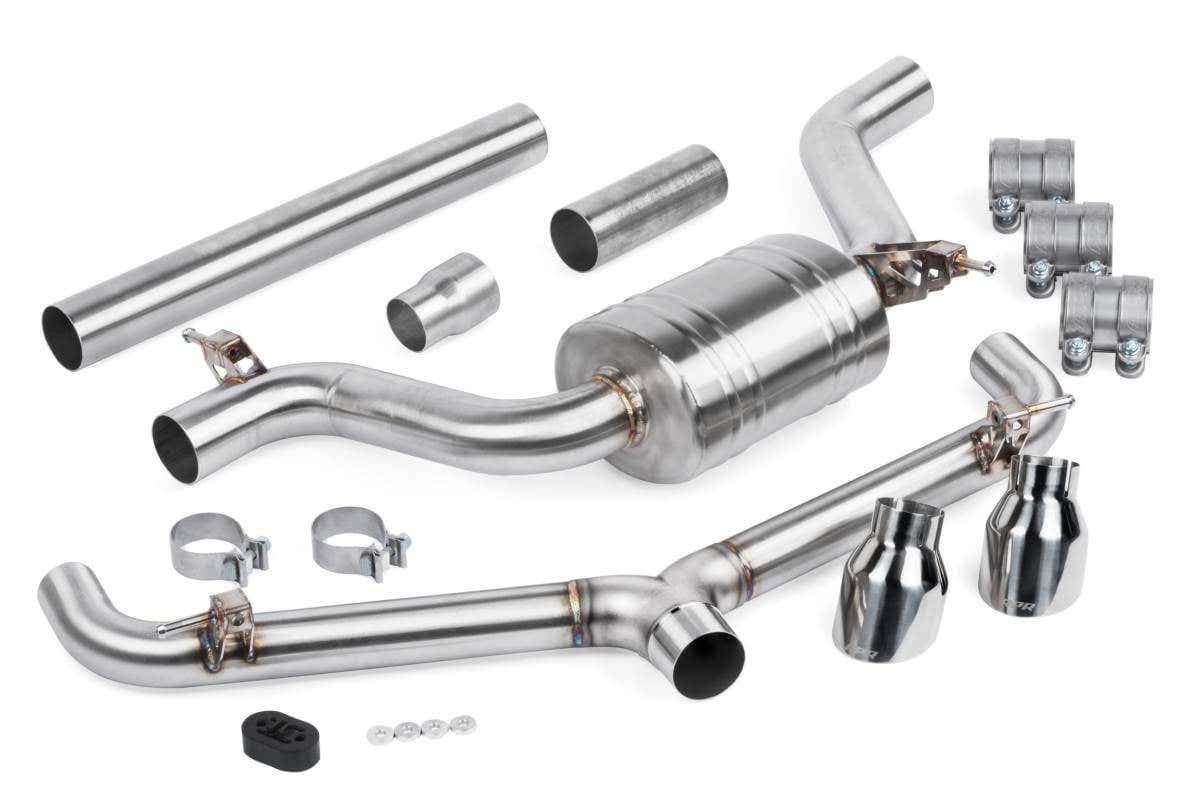 Выхлоп APR Cat-Back 3″ → dual 2.5″ с насадками 4″ — VW GTI MK7
