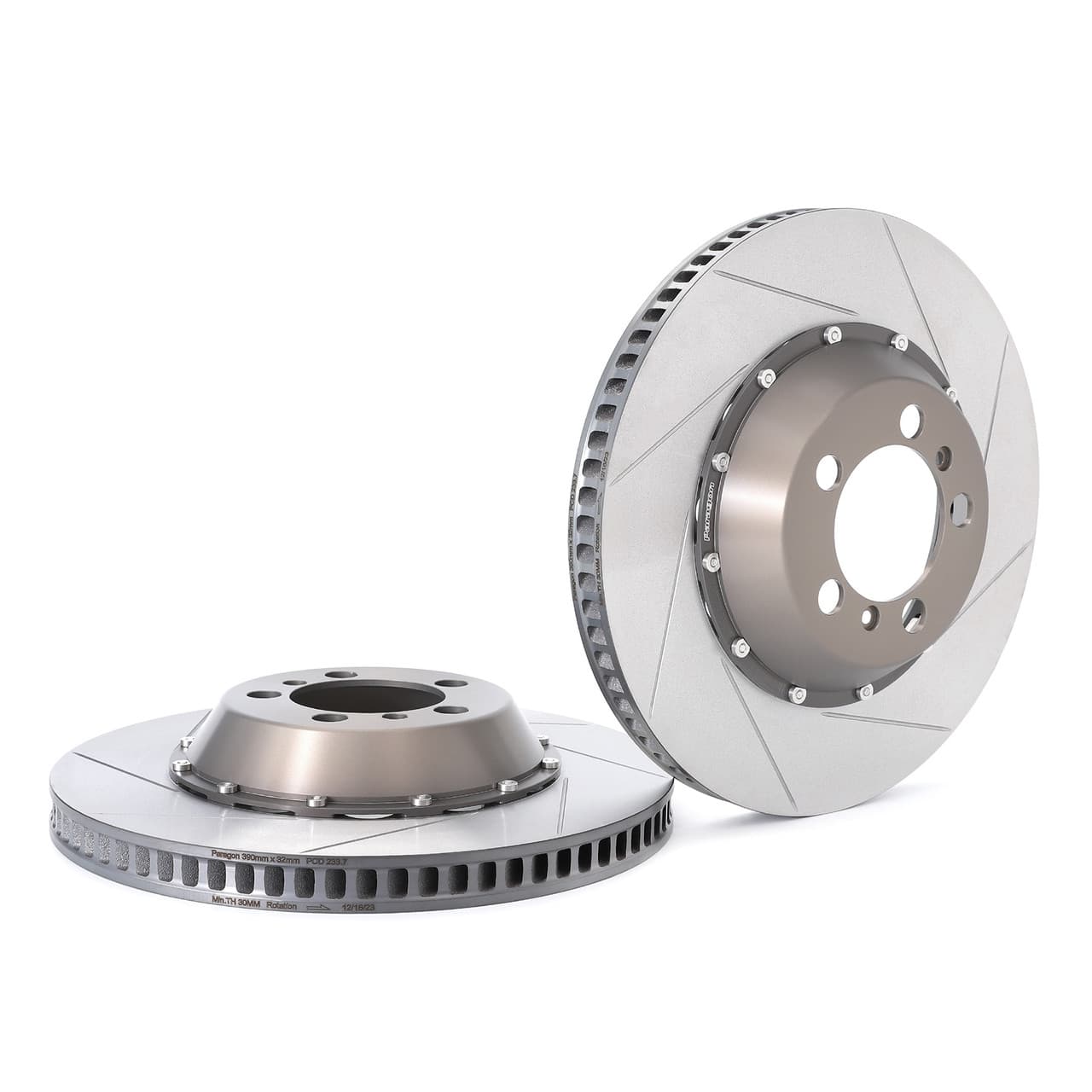 Paragon 2-piece Rotors Rear Pair 390x32mm (15.35x1.26") - Porsche 991.1 & 991.2 GT3 / GT3 RS, 992 GT3 / GT3 RS, 718 GT4 RS / Spyder RS (PCCB)